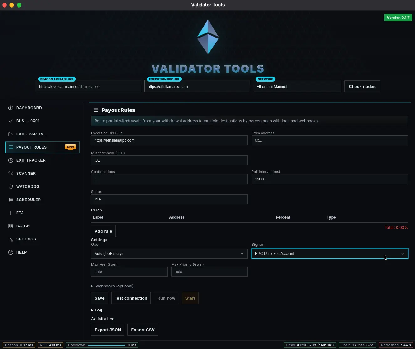 Validator Tools desktop interface